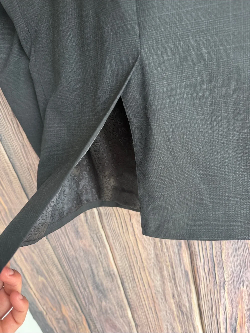 Indochino 100% Wool Sport Coat Blazer Charcoal Gray Check Custom